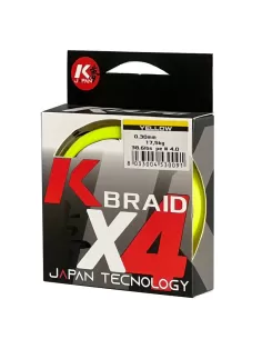 Kolpo K Braid X4 Braided Premium Quality 300 mt Yellow Fluo 2