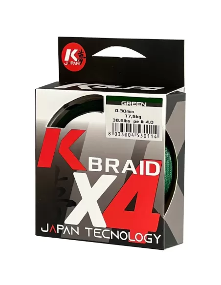 Kolpo K Braid X4 Trecciato Premium Quality 300 mt Verde Fili da pesca Kolpo