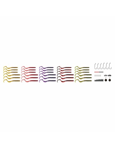 Savage Gear Rib Worm Kit da 60 pz Assortiti con Scatola