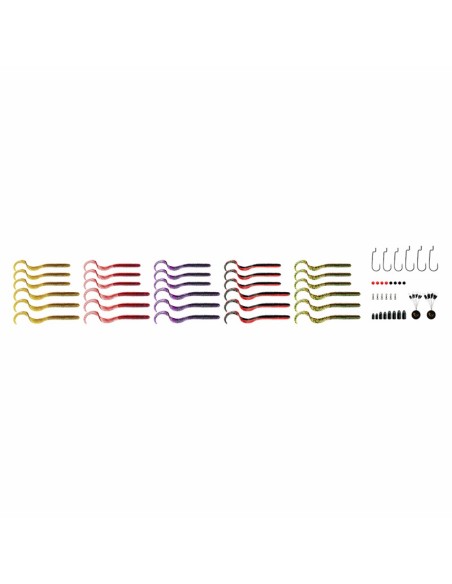 Savage Gear Rib Worm Kit da 60 pz Assortiti con Scatola