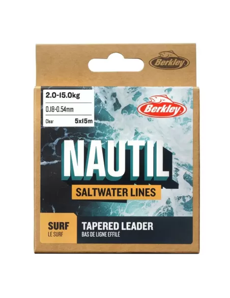 Berkley Nautil Surf Shock Leader 5 pezzi da 15 mt Conici Speciale Surfcasting