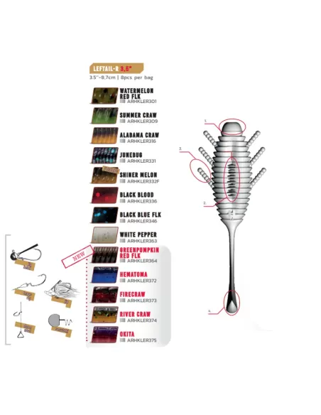 Herakles Leftail R Offerta Artificiali Siliconici Per la Pesca Spinning 8.7 cm 8pz Esche Artificiali Herakles