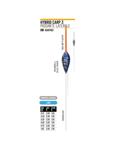 Colmic Hybrid Carp 3 Galleggiante Passante Laterare