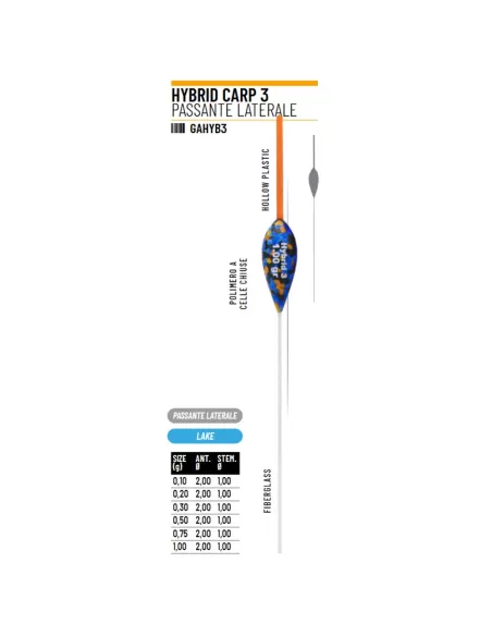 Colmic Hybrid Carp 3 Galleggiante Passante Laterare