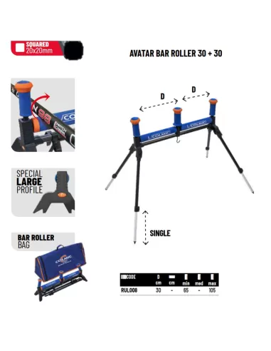 Colmic Avatar Bar Roller Rullo 65 cm 30+30 cm altezza massima 105 cm