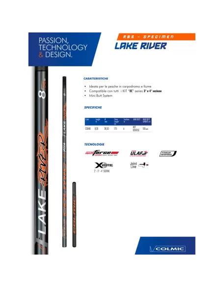 Colmic Lake River Roubaisienne 8.30 mt + mini Butt 100 cm Canne da pesca Colmic