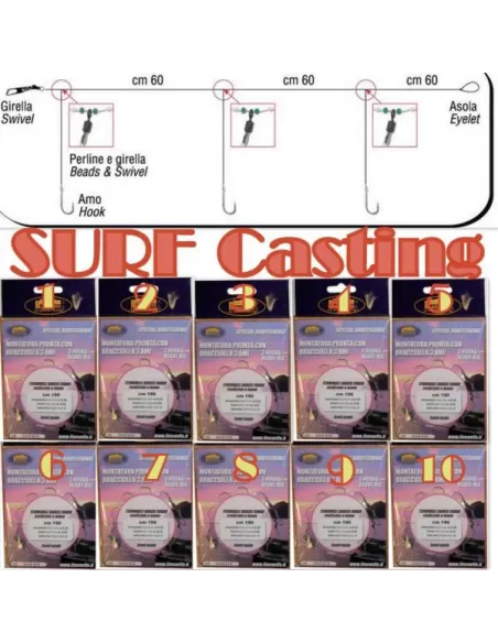 10 surfcasting frames at 3 hooks 0.35-0.25 love 8