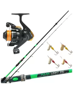 Combo Fishing Spinning Rod Reel Wire and 4 Rotating Vespa 