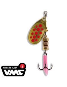 Rotary Spinning Gold Scoop Teaspoons Red Dots 