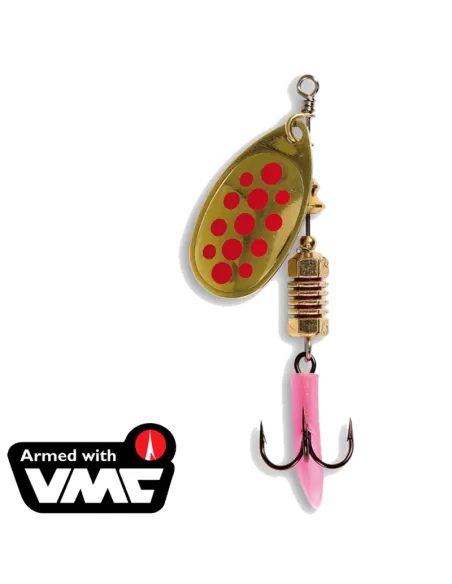Rotary Spinning Gold Scoop Teaspoons Red Dots