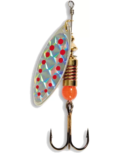 Rotary Spinning Silver Spoon Elongated Scoop Holographic Red Spots