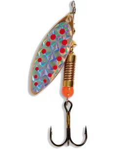 Rotary Spinning Scoop Spoon Elongated Bronze Plated Holographic Red Spots 