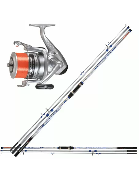 Trabucco Kit Combo Surf Casting Canna Tre Pezzi Mulinello Con Filo Kit da pesca Trabucco