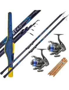 Kit Pesca Trota Lago Completo - Canna Bolognese 4 Mt, Mulinello Filo 0.20mm, Galleggianti, Ami, Girelle E Piombini