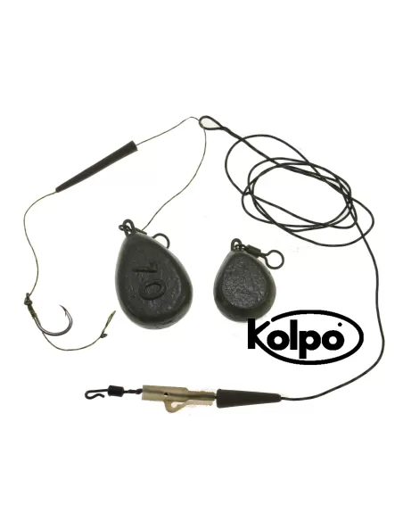 kolpo Montatura Completa Carpfishing con due Piombi Pesca Carpfishing Kolpo