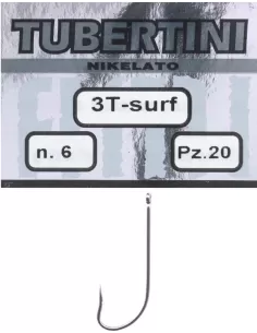 Tubertini fishing hooks series 3 T surf with eyelet long straight shank fine wire 20pcs Tubertini Fishing Eyelet Hooks 2