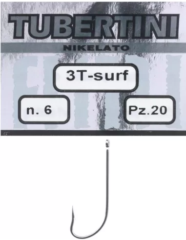 Tubertini fishing hooks series 3 T surf with eyelet long straight shank fine wire 20pcs Tubertini Fishing Eyelet Hooks