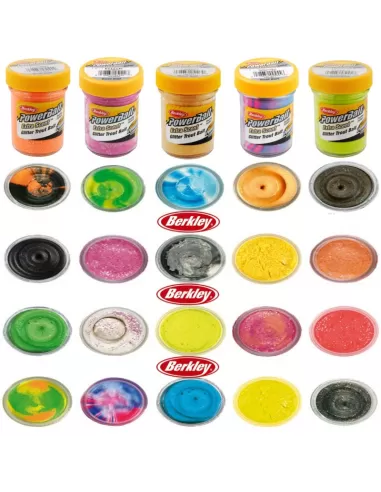 Berkley Powerbait Glitter Trout Bait White Gusto Bloodworm Pastella per Trote