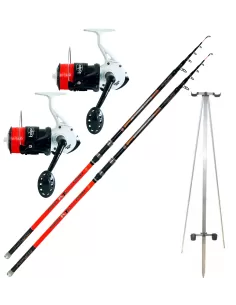 Combo Surfcasting 2 Rods 2 Tripod Reels for Fishing from the Beach 