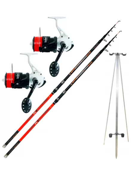 Combo Surfcasting 2 Canne 2 Mulinelli Tripode per la Pesca dalla Spiaggia Kit da pesca Kolpo