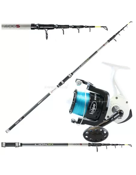 Kit da Pesca Surfcasting Canna Telescopica con Mulinello e Filo Kit da pesca Kolpo