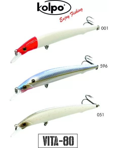 kit 3 Artificiali Minnow Vita Kolpo 80 mm 6 grammi Sinking  Esche Artificiali Kolpo