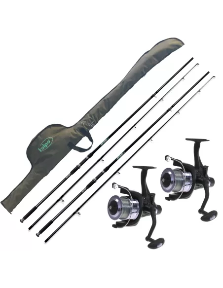 Kolpo Combo Pesca Carpfishing 2 Canne 2 Mulinelli 1 Fodero Kit da pesca Kolpo
