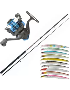 Kolpo Kit Spinning in Sea Full Reed 2.70 mt Wire 10 Artificial Reel 