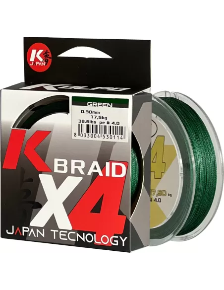 Kolpo K Braid X4 Trecciato Premium Quality 300 mt Verde Fili da pesca Kolpo