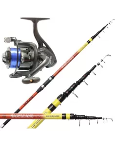 Kit Pesca dalla Barca Canna in Carbonio 3 mt Mulinello con Filo Kit da pesca Kolpo