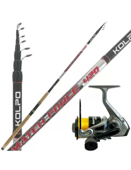 Kolpo Kit Pesca Inglese Bombarda Galleggiante Canna e Mulinello Canne da pesca per professionisti e principianti Kolpo