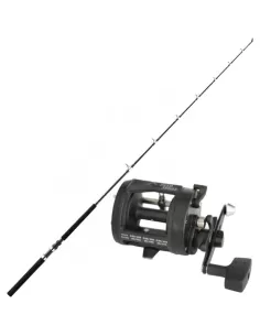 Kolpo Kit Pesca Barca Traina Bolentino Canna 2 Sezioni Mulinello e Filo Kit da pesca Kolpo