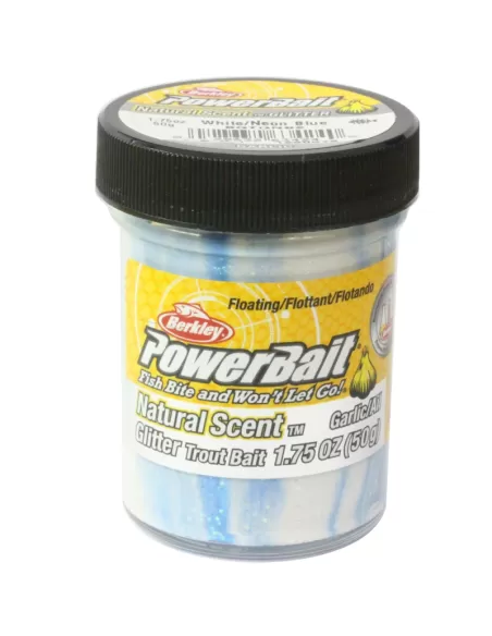 Berkley Powerbait Glitter Trout Bait White Neon Blu Pastella per Trote Esche da pesca Berkley