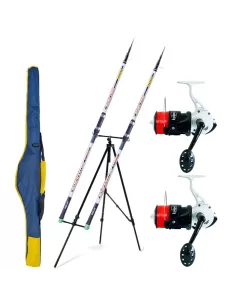 Surfcasting Fishing Combo Kit Complete with 2 Rods 2 Tripod Reel and Scabbard 