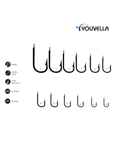 Youvella Ami Serie 65752 Gambo Corto con Paletta 100 pz Ami da pesca Youvella