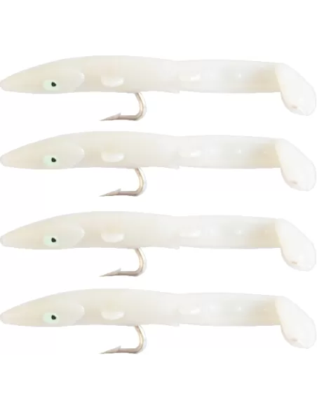 Kolpo Fantastic Eel Bianche Anguillina Siliconca con Amo 4 pz  Esche Artificiali Kolpo