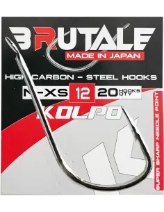 Kolpo Brutale N-XS Fishing Hooks Carbon Square Shape Medium Stem 20 pcs 
