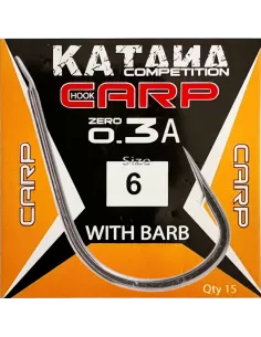 Maver Katana Fishing Hooks Carp 0.3A Nickel-plated with Barb 15 pcs 