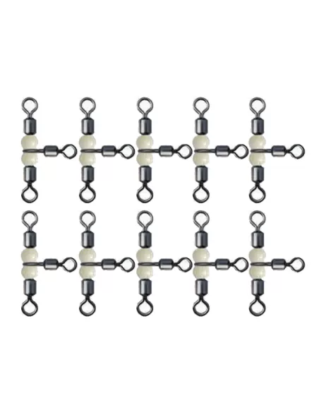 OROOTL 50 Girelle Da Pesca A 3 Vie - Girelli A T In Ottone Con Perline Rosse - Connettori Antigroviglio Per Lenze, Adatti Ad Acqua Dolce E Salata - Dimensioni Varie (10*12) - 3