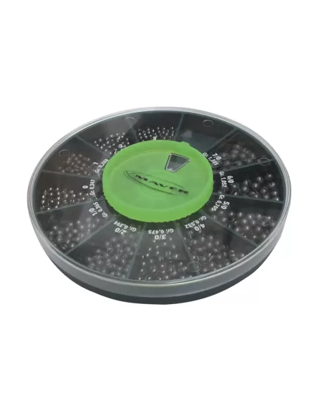 Maver Mascot Grande con Pallini Spaccati e Calibrati 11 Misure Scatole Mascot Piombi Assortiti Maver
