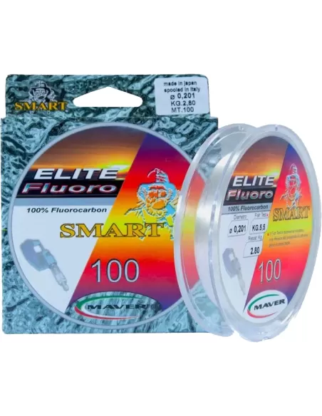 Maver Smart Elite Fluorocarbon 100 mt Alta Tenacia All'abrasione e alla Salsedine Fili da pesca Maver