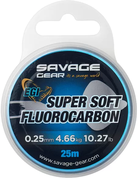 Savage Gear Super Soft Fluorocarbon Appositamente Pesca Egi 25 mt Fluorocarbon Savage Gear
