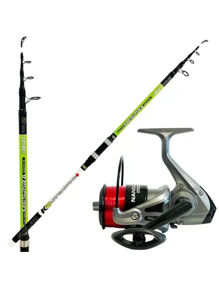 Kolpo Kit pesca surfcasting Canna in Carbonio Mulinello e Filo Kit da pesca Kolpo