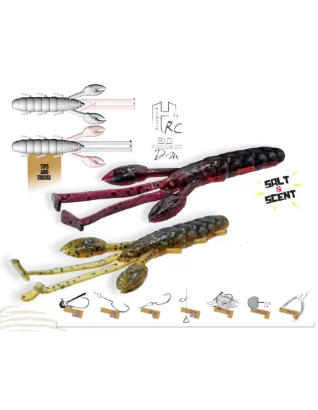 Herakles Cave Craw Offerta Artificiali Siliconici Per la Pesca Spinning 9.5 cm 5pz Esche Artificiali Herakles
