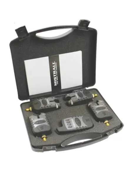 Mistrall Segnalatori Carpfishing in Offerta 4+1 con Custodia Impermeabili Avvisatori Carpfishing Mistrall