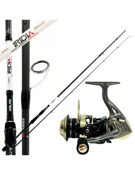 Kolpo Kit Spinning Mare Speciale Spigole e Mangianze Canna in Carbonio Mulinello 14 Cuscinetti Kit da pesca Kolpo