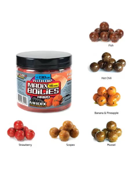 Madix Boilies da Innesco Con Dip Hard ad Alto Potere Adescnte 130 gr 20 mm Boilies Madix