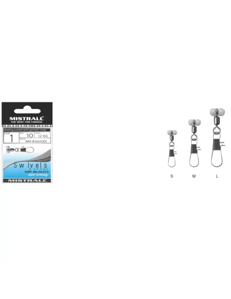 Mistrall Rolling Swivel With Carabiner and Sliding Attachment 10 pcs