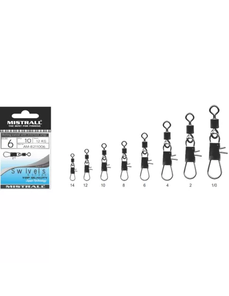 Mistrall Rolling Swivel with Interlock Snap Hook 10 pcs
