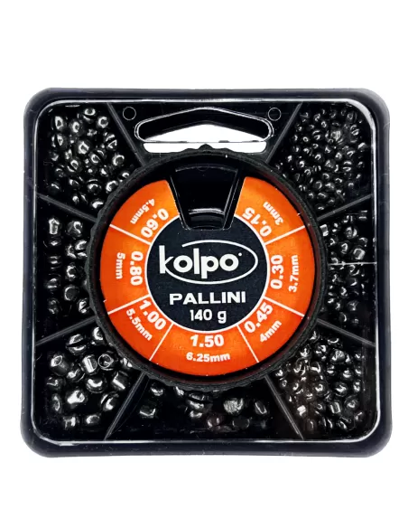 Kolpo Mascot Pallini Calibrati Spaccati 140 gr Sette Misure Scatole Mascot Piombi Assortiti Kolpo